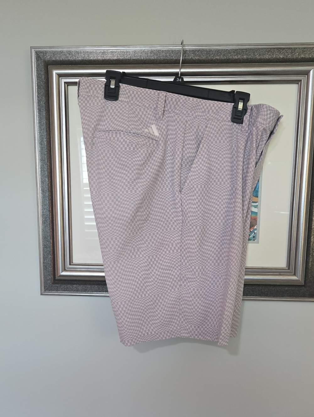 adidas Men's Lavender Micro-Check Flat Front Shorts